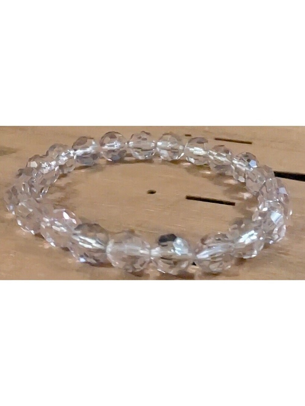 New Beaded Stretch Bracelet Pale Purple Grey Faceted Beads‎ Stackable Minimalist